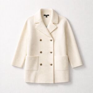 NWT Ann Taylor Ivory Double‑Breasted Sweater Pea Coat, size M Petite